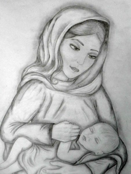 Рисунки карандашом матери и ребенка (31 фото) #40