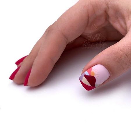 Красный дизайн ногтей 2021-2022: фото модного и стильного маникюра #77
