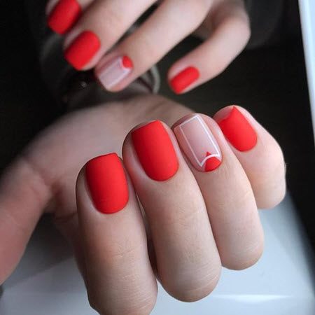 Красный дизайн ногтей 2021-2022: фото модного и стильного маникюра #10