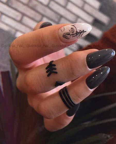 Темный маникюр 2021: новинки модного дизайна ногтей. Более 100 фото #103