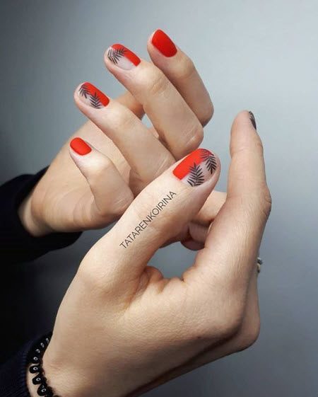 Красный дизайн ногтей 2021-2022: фото модного и стильного маникюра #104