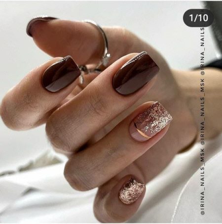 Модный зимний маникюр 2021-2022 на короткие ногти. Более 100 фото трендового дизайна ногтей #24