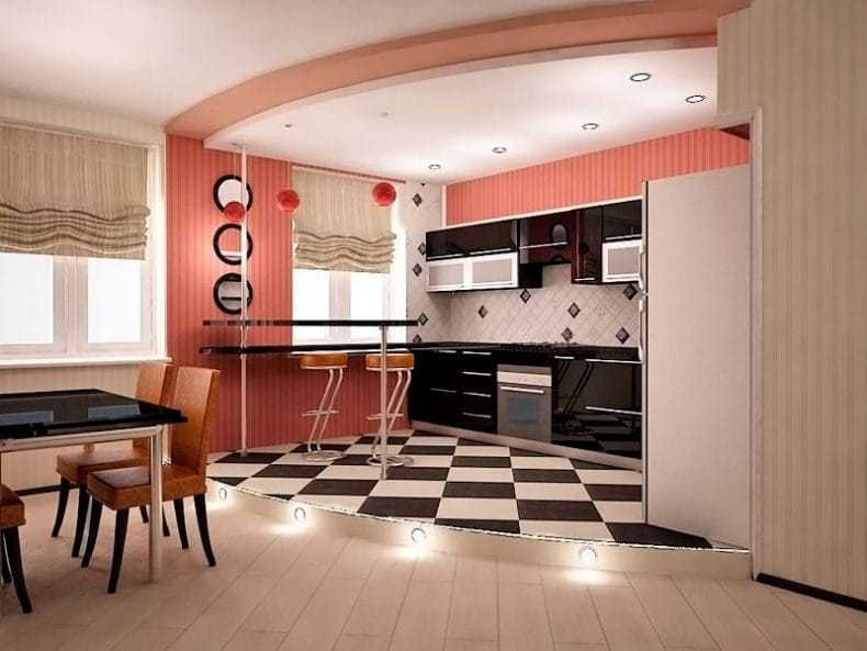 Интерьер кухни-гостиной: фото красивого интерьера кухни совмещенной с гостиной #67