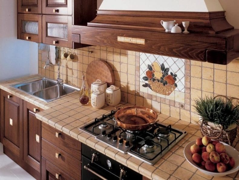 Плитка для кухни на фартук — 110 фото лучших идей оформления фартука на кухне #23