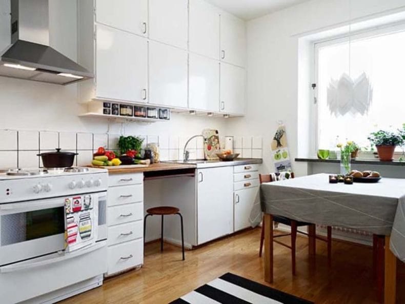 Интерьер маленькой кухни — 100 фото идей оформления дизайна на маленькой кухне #45