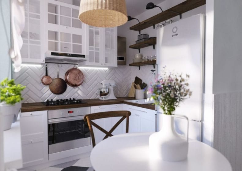 Интерьер кухни 6 кв. м. — лучшие идеи, фото новинки, секреты оформления красивого дизайна маленькой кухни #94