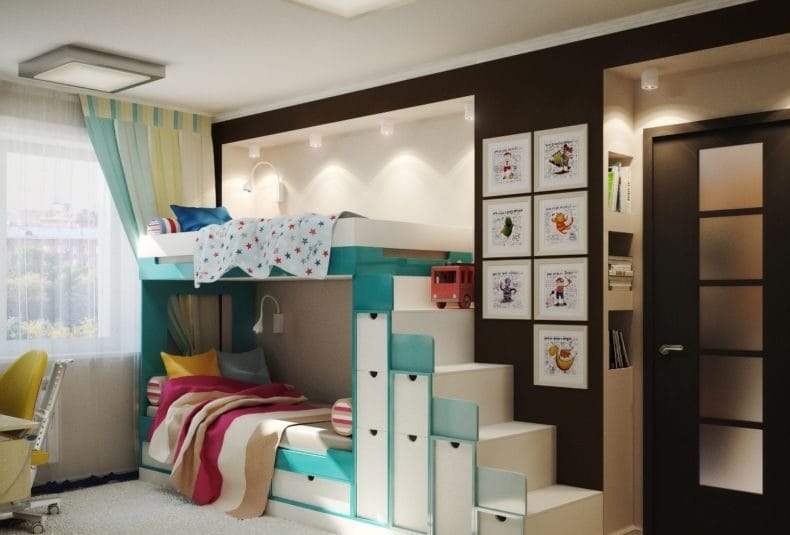 Дизайн детской спальни — лучшие идеи оформления интерьера детской (110 фото) #32
