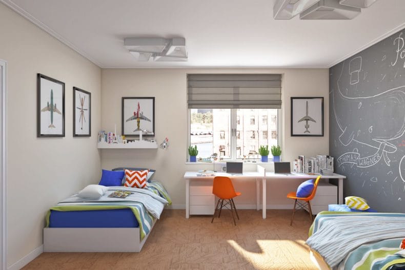 Дизайн детской спальни — лучшие идеи оформления интерьера детской (110 фото) #50