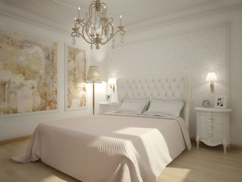 Белая спальня — стильный и комфортный дизайн спальной комнаты (120 фото) #23