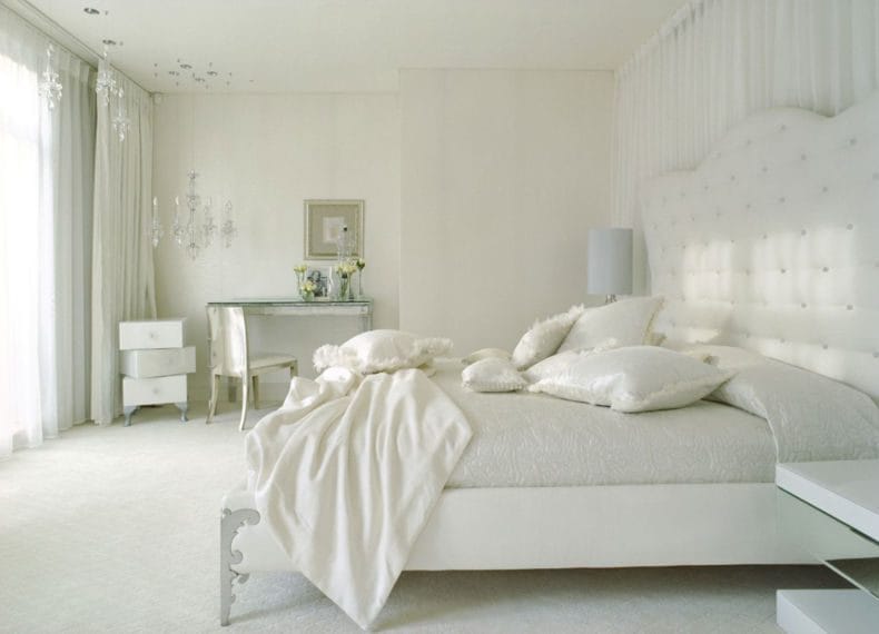 Белая спальня — стильный и комфортный дизайн спальной комнаты (120 фото) #6
