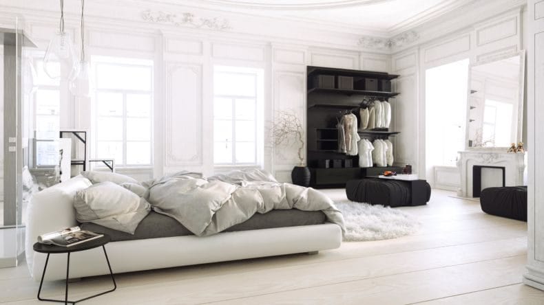 Белая спальня — стильный и комфортный дизайн спальной комнаты (120 фото) #155