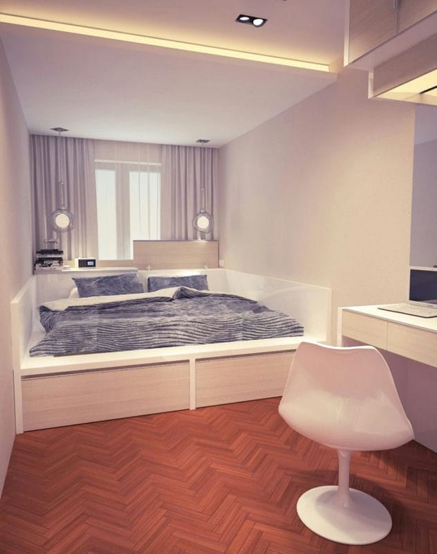 Дизайн маленькой спальни — 95 фото обустройства интерьера #53