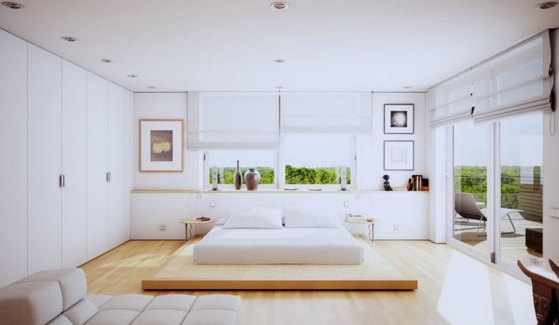 Белая спальня — стильный и комфортный дизайн спальной комнаты (120 фото) #97