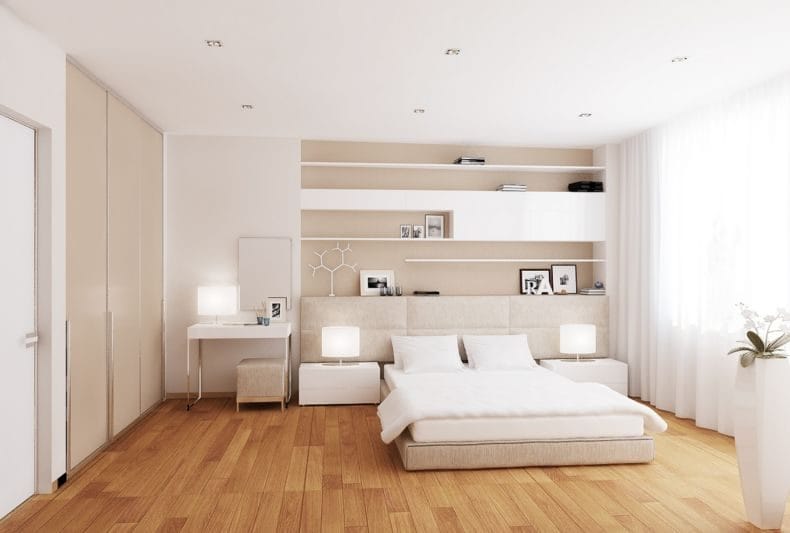 Белая спальня — стильный и комфортный дизайн спальной комнаты (120 фото) #34