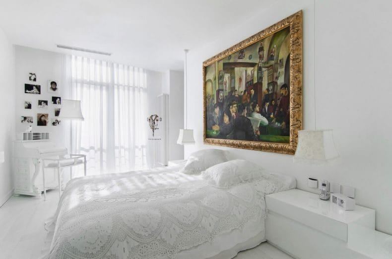 Белая спальня — стильный и комфортный дизайн спальной комнаты (120 фото) #53