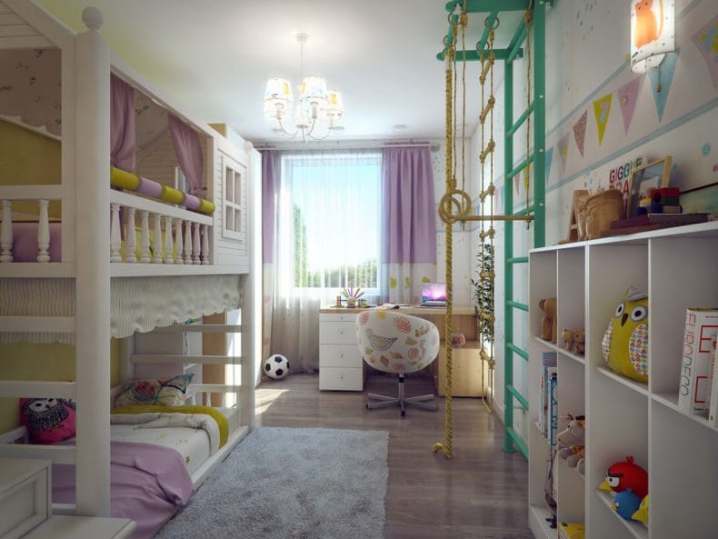 Дизайн детской спальни — лучшие идеи оформления интерьера детской (110 фото) #19