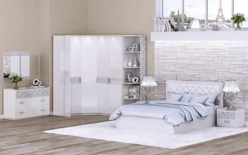Белая спальня — стильный и комфортный дизайн спальной комнаты (120 фото) #114