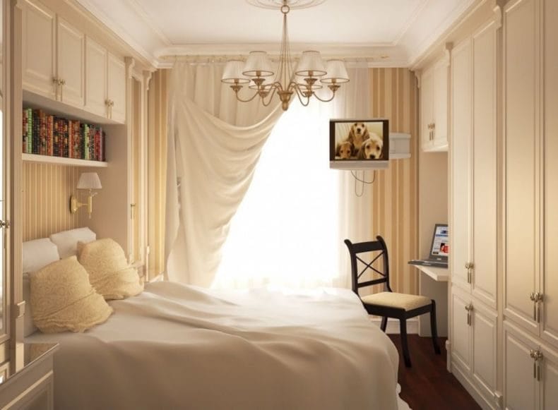 Дизайн маленькой спальни — 95 фото обустройства интерьера #100