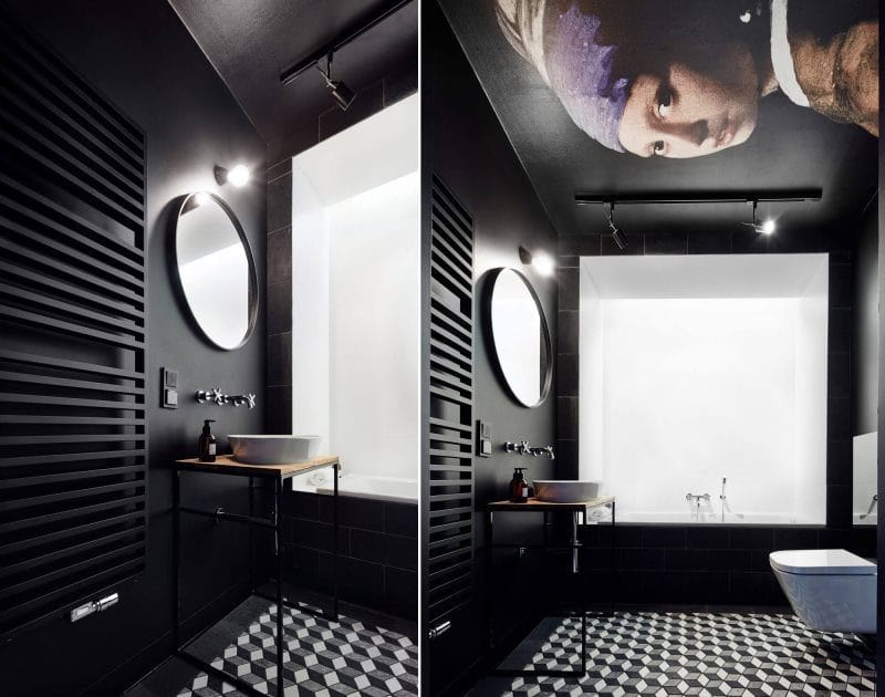 Черная ванная — фото как оформить стильный дизайн темного цвета для ванной комнтаы #22