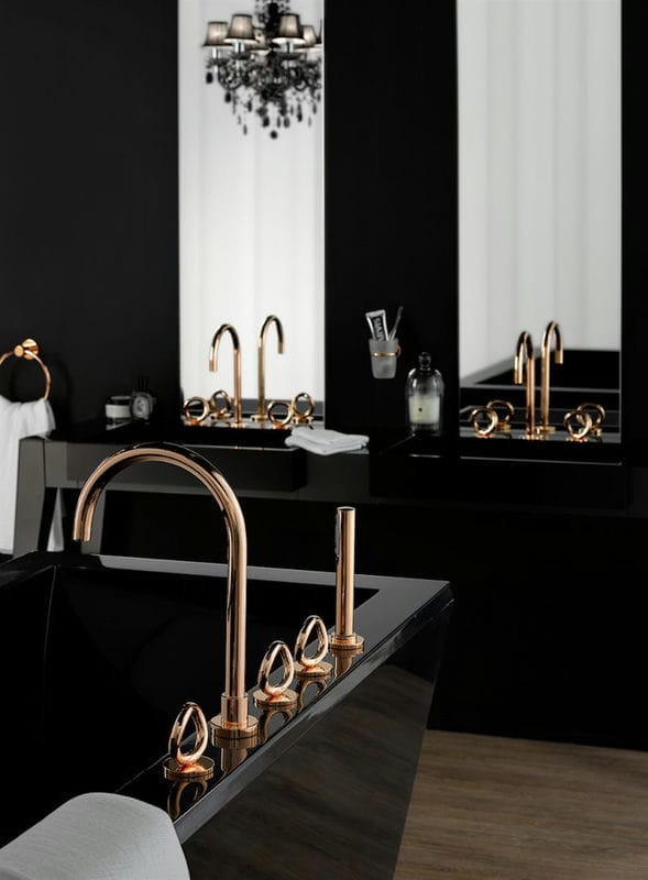 Черная ванная — фото как оформить стильный дизайн темного цвета для ванной комнтаы #20