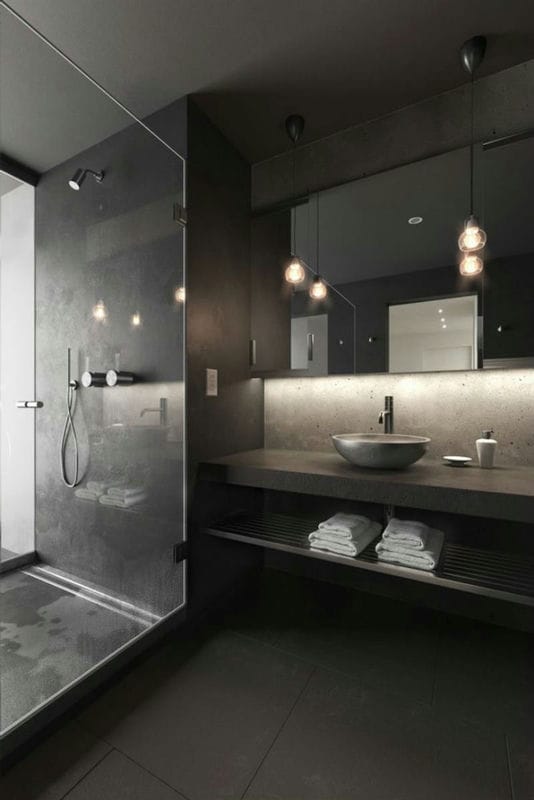 Черная ванная — фото как оформить стильный дизайн темного цвета для ванной комнтаы #35