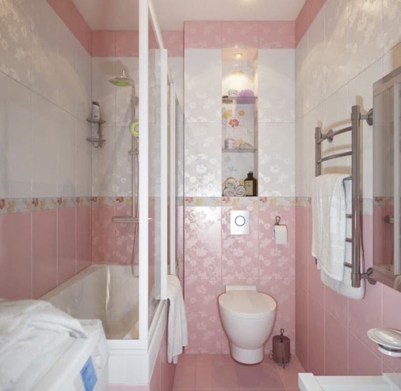 Ванная комната в хрущевке — фото лучших идей грамотного оформления интерьера ванной #41