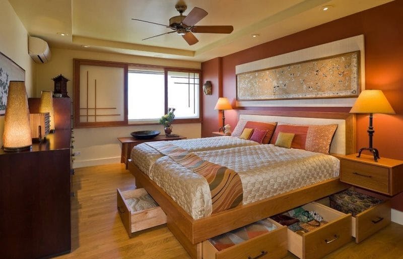Спальня в японском стиле — фото лучших идей для оформления комфортной атмосферы релакса в спальне #17