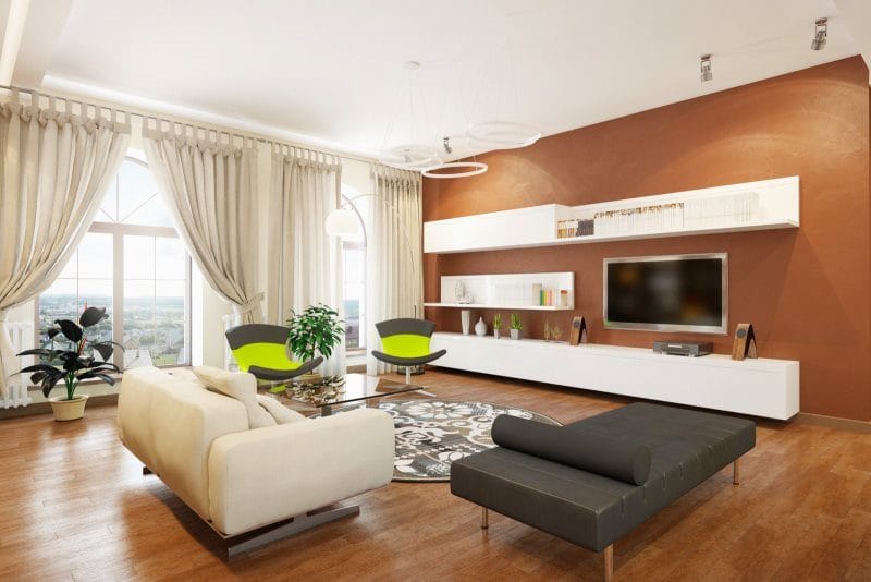 Большая гостиная — 100 фото идей как оформить красивый дизайн просторной гостиной #3