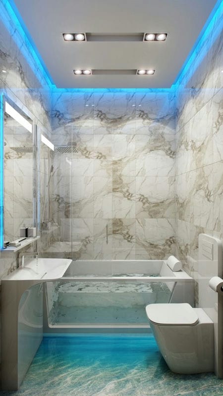 Светильники для ванной комнаты — фото модных тенденций яркого освещения в ванной #35