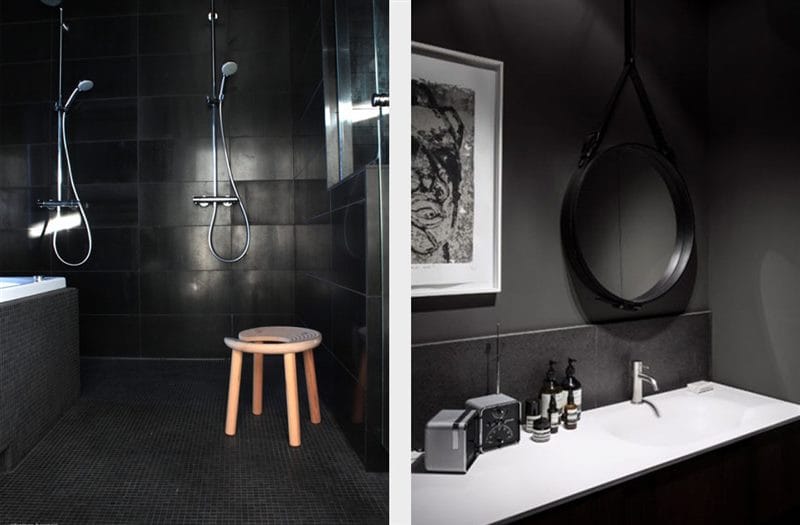 Черная ванная — фото как оформить стильный дизайн темного цвета для ванной комнтаы #36