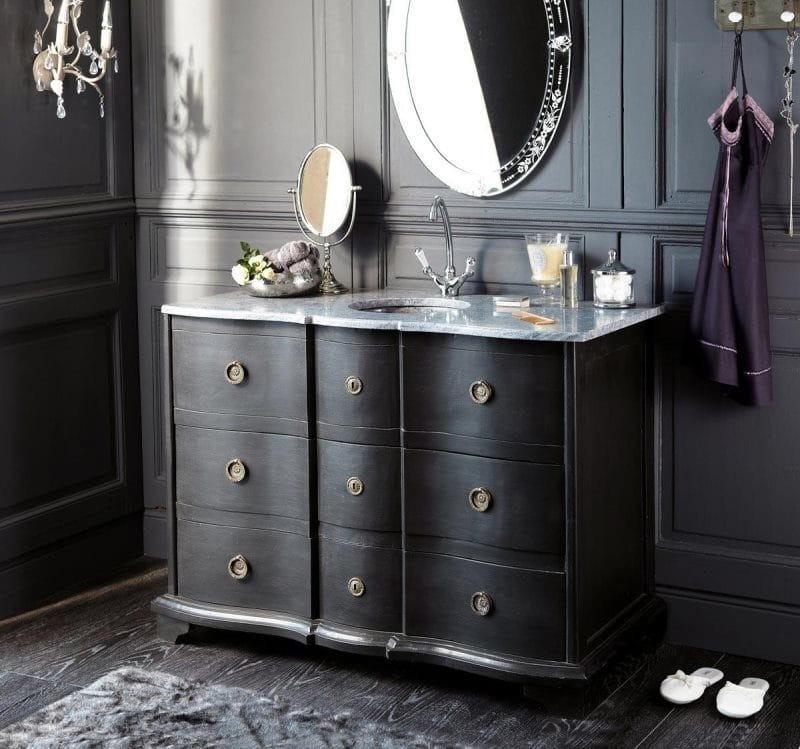 Черная ванная — фото как оформить стильный дизайн темного цвета для ванной комнтаы #46