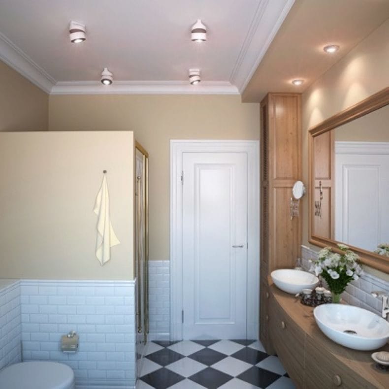 Светильники для ванной комнаты — фото модных тенденций яркого освещения в ванной #30