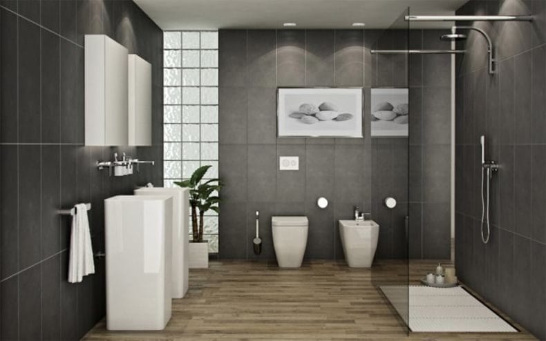 Светильники для ванной комнаты — фото модных тенденций яркого освещения в ванной #36