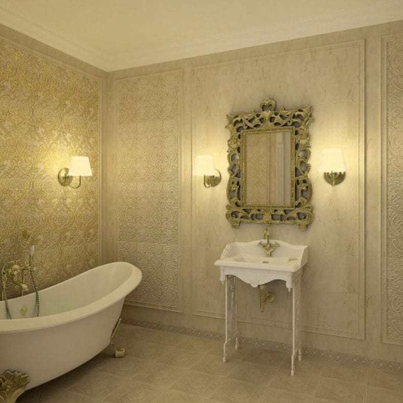Светильники для ванной комнаты — фото модных тенденций яркого освещения в ванной #32