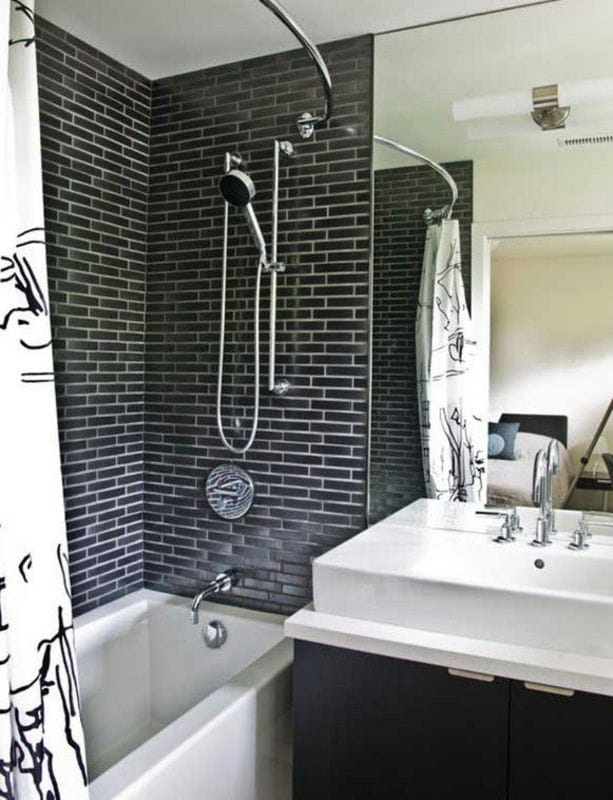 Черная ванная — фото как оформить стильный дизайн темного цвета для ванной комнтаы #41
