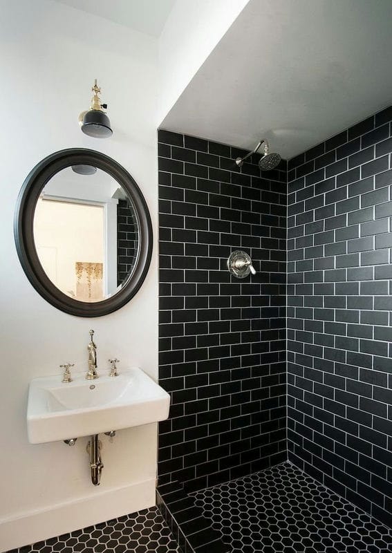 Черная ванная — фото как оформить стильный дизайн темного цвета для ванной комнтаы #21