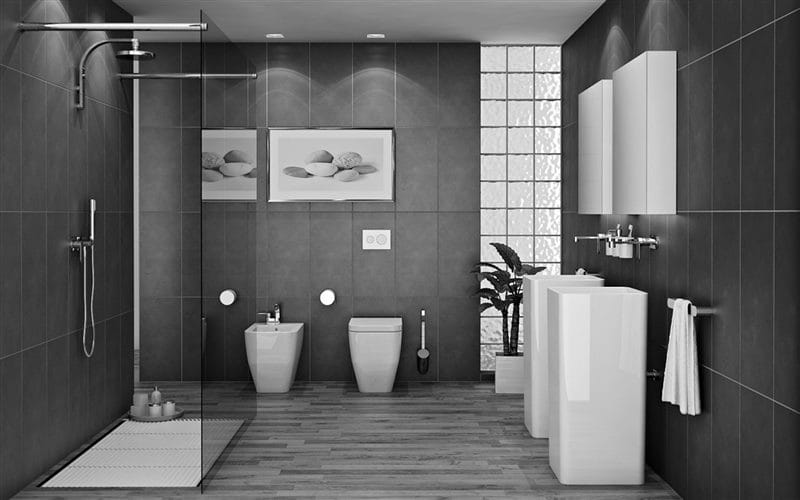 Черная ванная — фото как оформить стильный дизайн темного цвета для ванной комнтаы #50