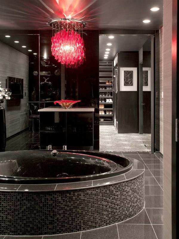 Черная ванная — фото как оформить стильный дизайн темного цвета для ванной комнтаы #9