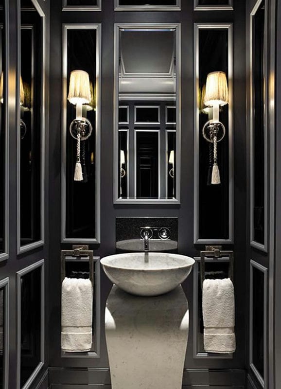 Черная ванная — фото как оформить стильный дизайн темного цвета для ванной комнтаы #13