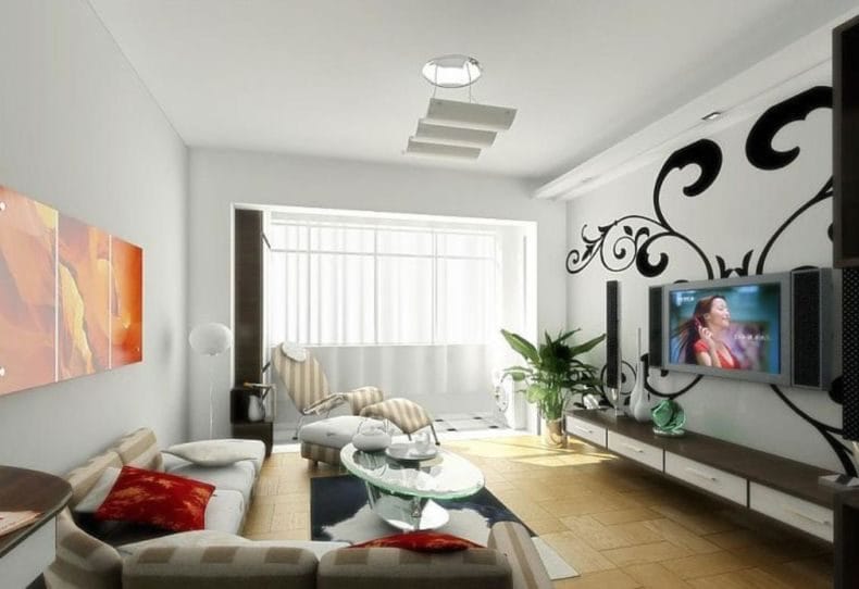Потолок в гостиной — фото современных вариантов отделки потолка в гостиной (65 идей) #10