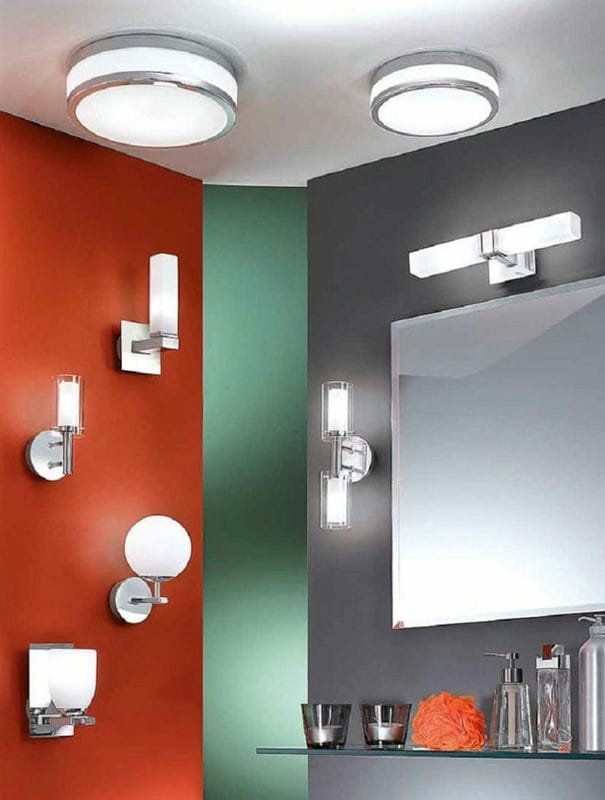 Светильники для ванной комнаты — фото модных тенденций яркого освещения в ванной #27