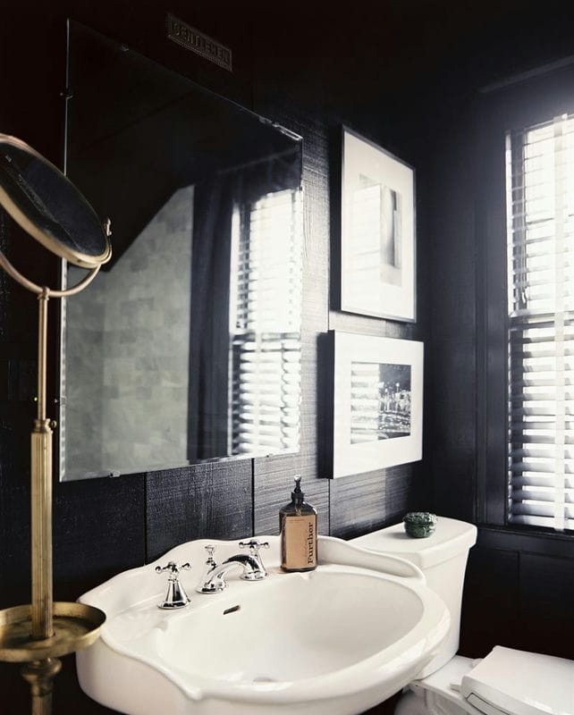 Черная ванная — фото как оформить стильный дизайн темного цвета для ванной комнтаы #66
