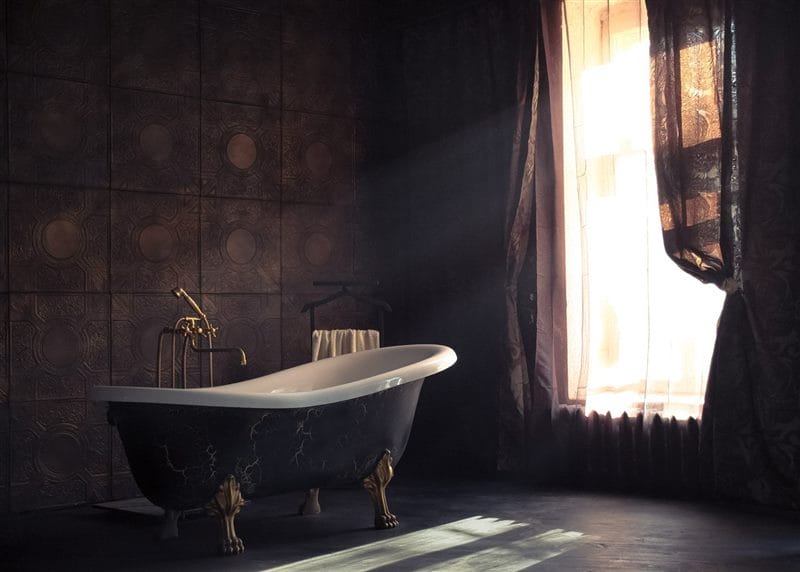 Черная ванная — фото как оформить стильный дизайн темного цвета для ванной комнтаы #67