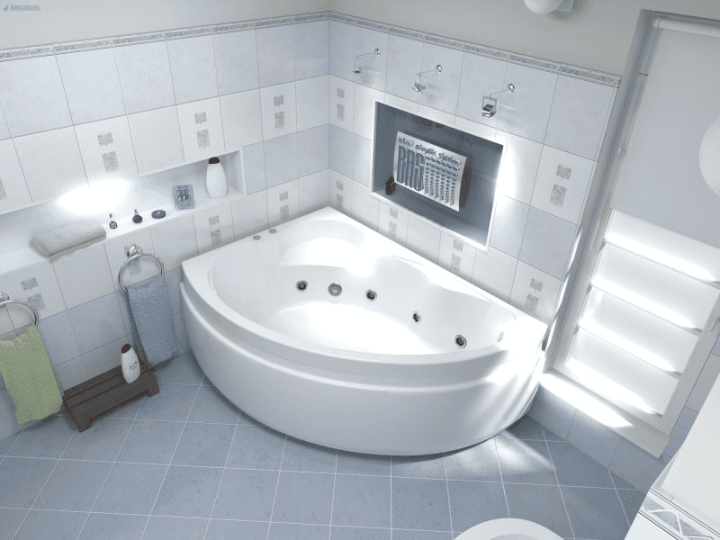 Угловая ванная: фото обзор, преимущества, виды и характеристики #39