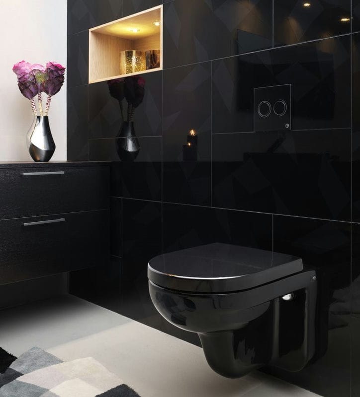 Черная ванная — фото как оформить стильный дизайн темного цвета для ванной комнтаы #51