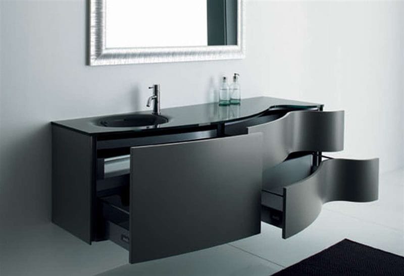Черная ванная — фото как оформить стильный дизайн темного цвета для ванной комнтаы #52