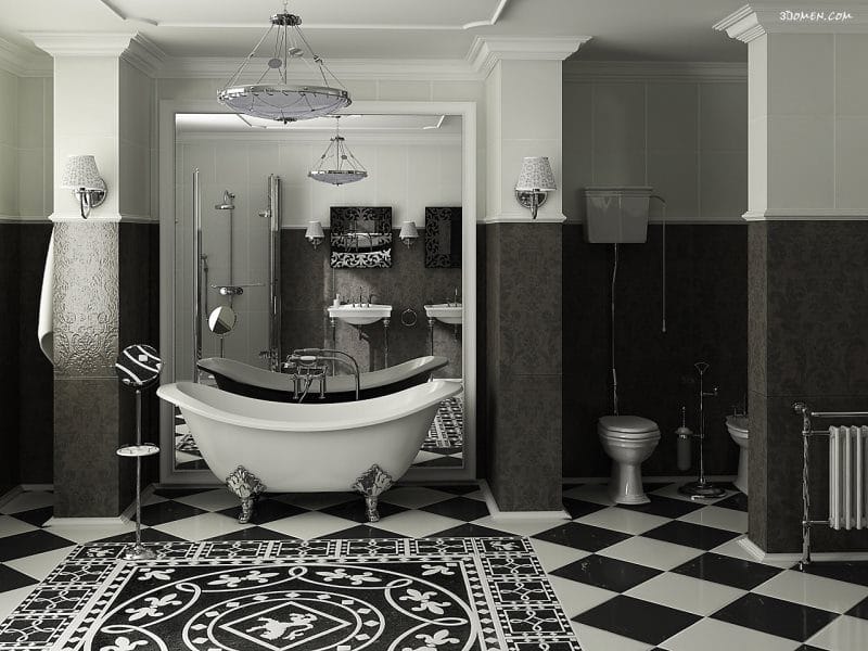 Черная ванная — фото как оформить стильный дизайн темного цвета для ванной комнтаы #56