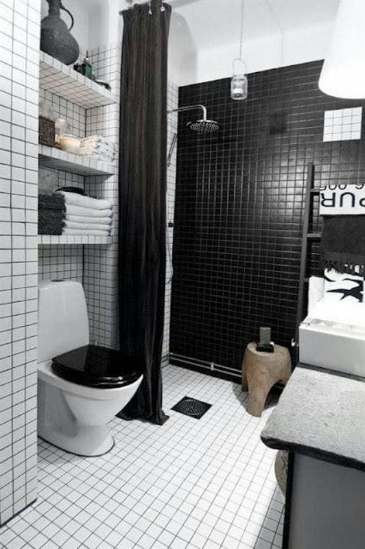 Черная ванная — фото как оформить стильный дизайн темного цвета для ванной комнтаы #60