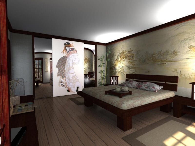 Спальня в японском стиле — фото лучших идей для оформления комфортной атмосферы релакса в спальне #35