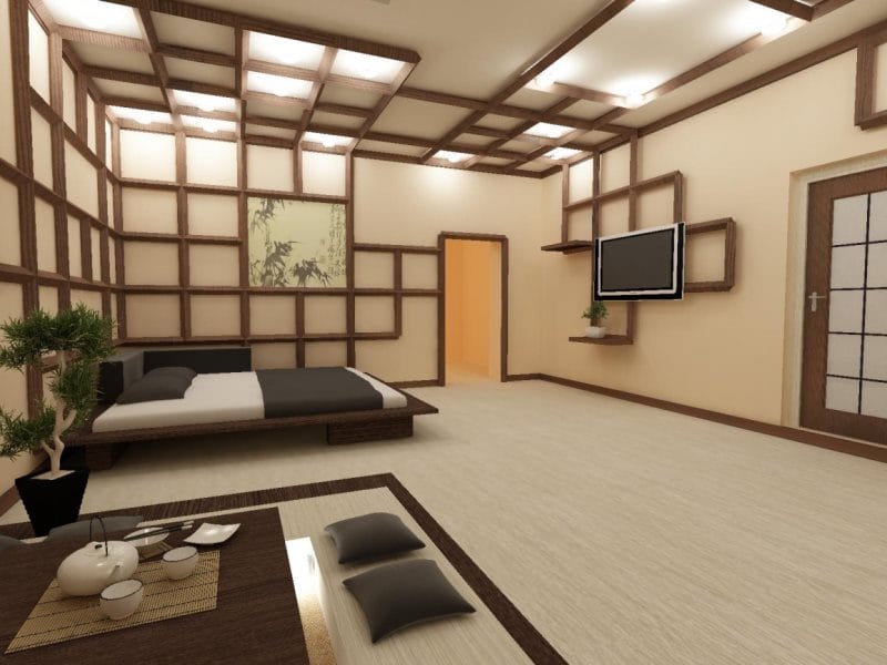 Спальня в японском стиле — фото лучших идей для оформления комфортной атмосферы релакса в спальне #34